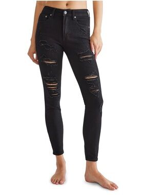 Aeropostale Women's Aero High Waisted Black Distressed Jegging Skinny Jeans